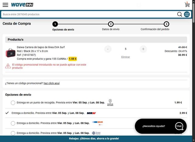 WaveINN checkout page showing WaveINN promo code box | Screenshot taken by SimplyCodes community member on Aug 29, 2025