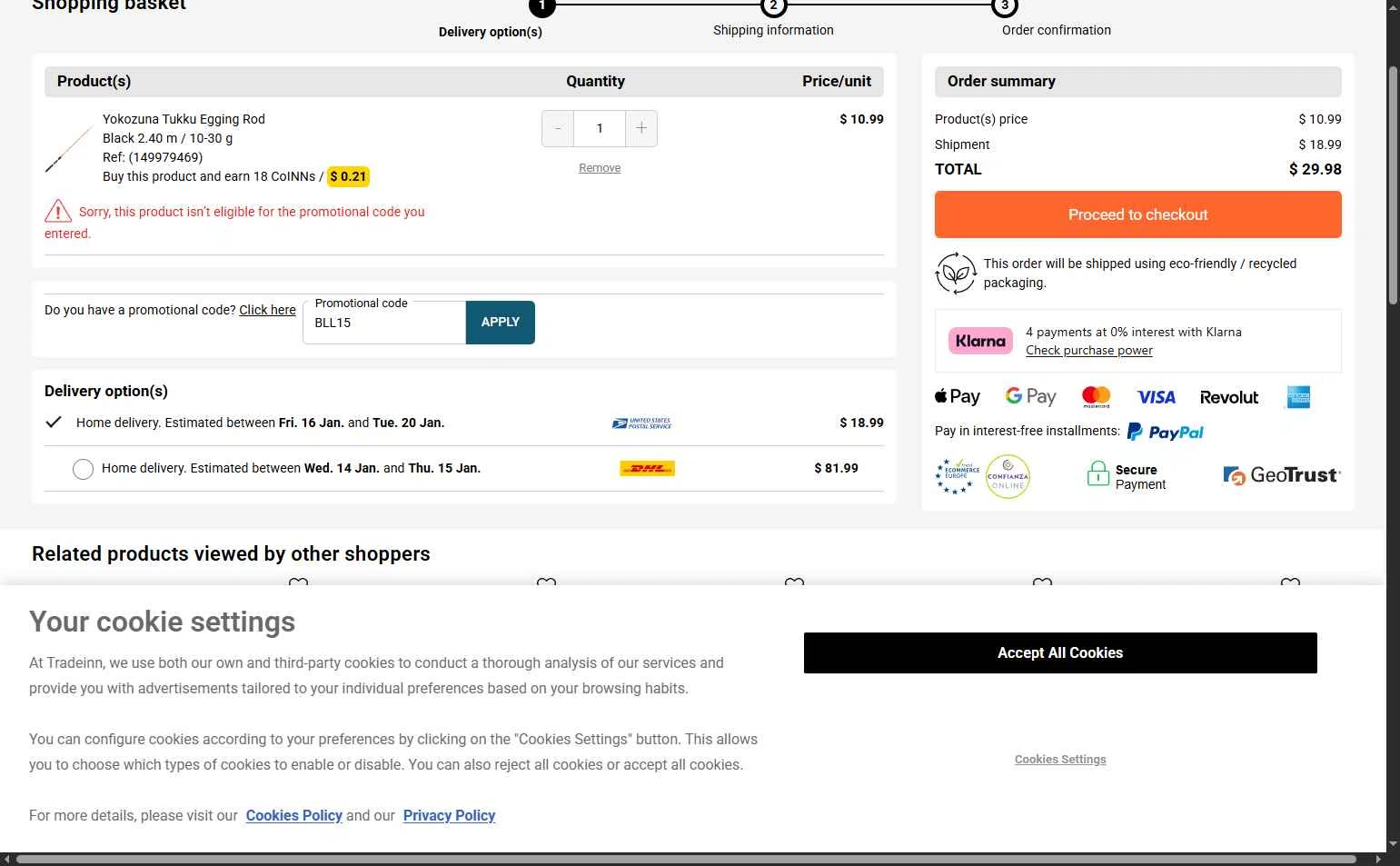 WaveINN checkout page showing WaveINN promo code box | Screenshot taken by SimplyCodes community member on Jan 12, 2026