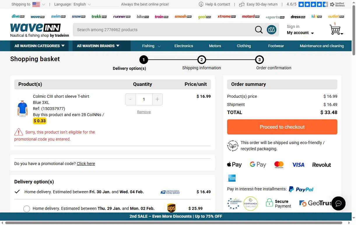 WaveINN checkout page showing WaveINN promo code box | Screenshot taken by SimplyCodes community member on Jan 26, 2026
