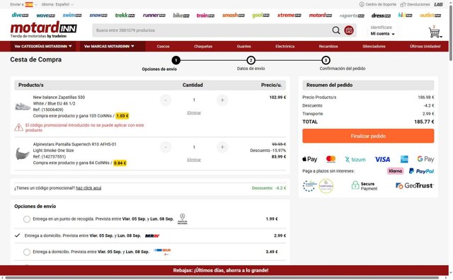 WaveINN checkout page showing WaveINN promo code box | Screenshot taken by SimplyCodes community member on Sep 1, 2025