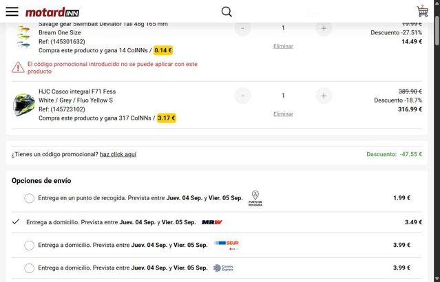 WaveINN checkout page showing WaveINN promo code box | Screenshot taken by SimplyCodes community member on Sep 3, 2025