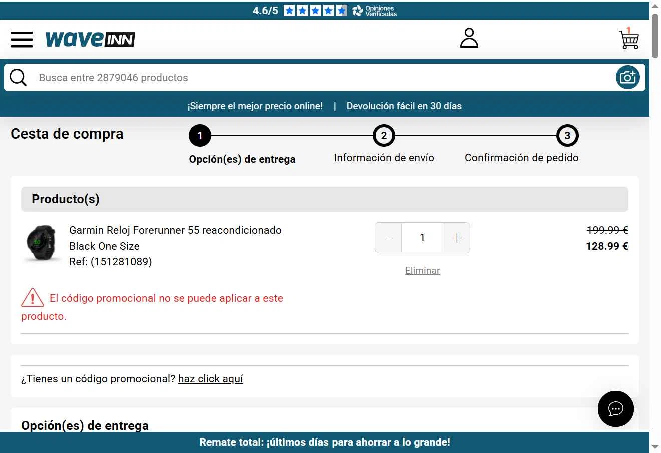 WaveINN checkout page showing WaveINN promo code box | Screenshot taken by SimplyCodes community member on Feb 19, 2026