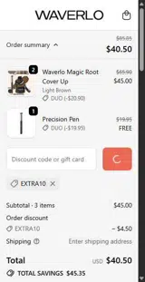 EXTRA10 coupon verification screenshot
