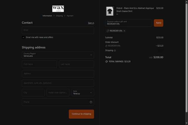 Wax London checkout page showing Wax London discount code box | Screenshot taken by SimplyCodes community member on Sep 12, 2025