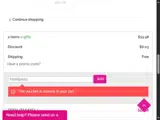 monique10 coupon verification screenshot