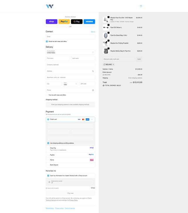 Waydoo checkout page showing Waydoo discount code box | Screenshot taken by SimplyCodes community member on Sep 20, 2025