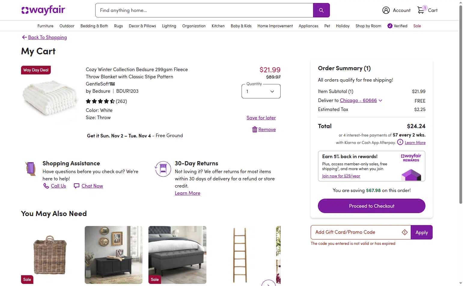 Verification screenshot for 50% Off Select Items at Wayfair Professional — 7mo ago
