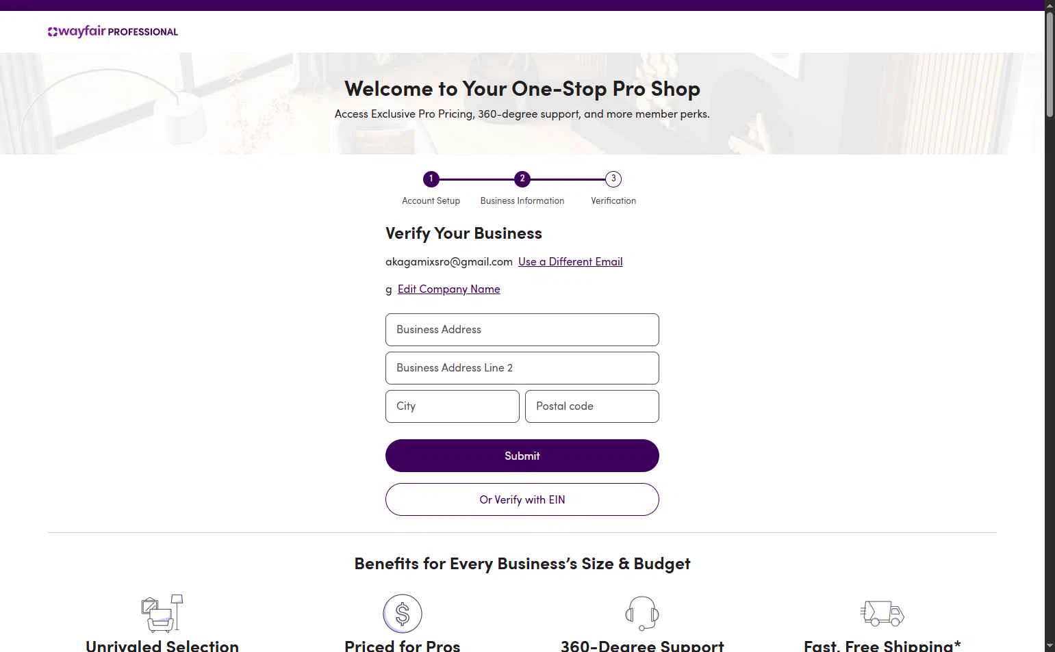 Verification screenshot for 10% Off Memorial Day Sale Items at Wayfair Professional — 37d ago