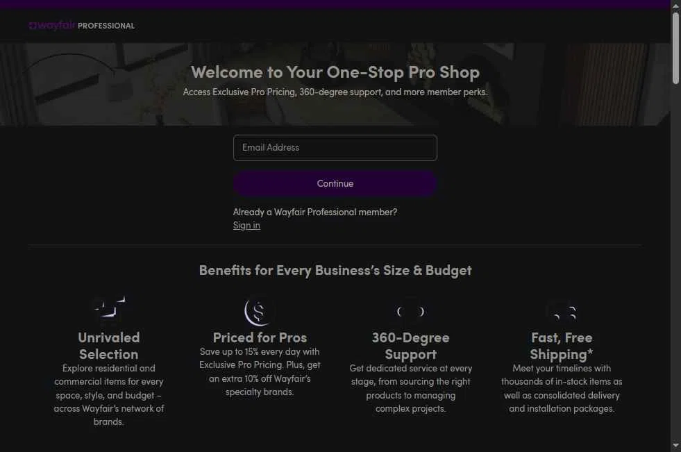 Verification screenshot for 10% Off New Arrivals at Wayfair Professional — 4mo ago