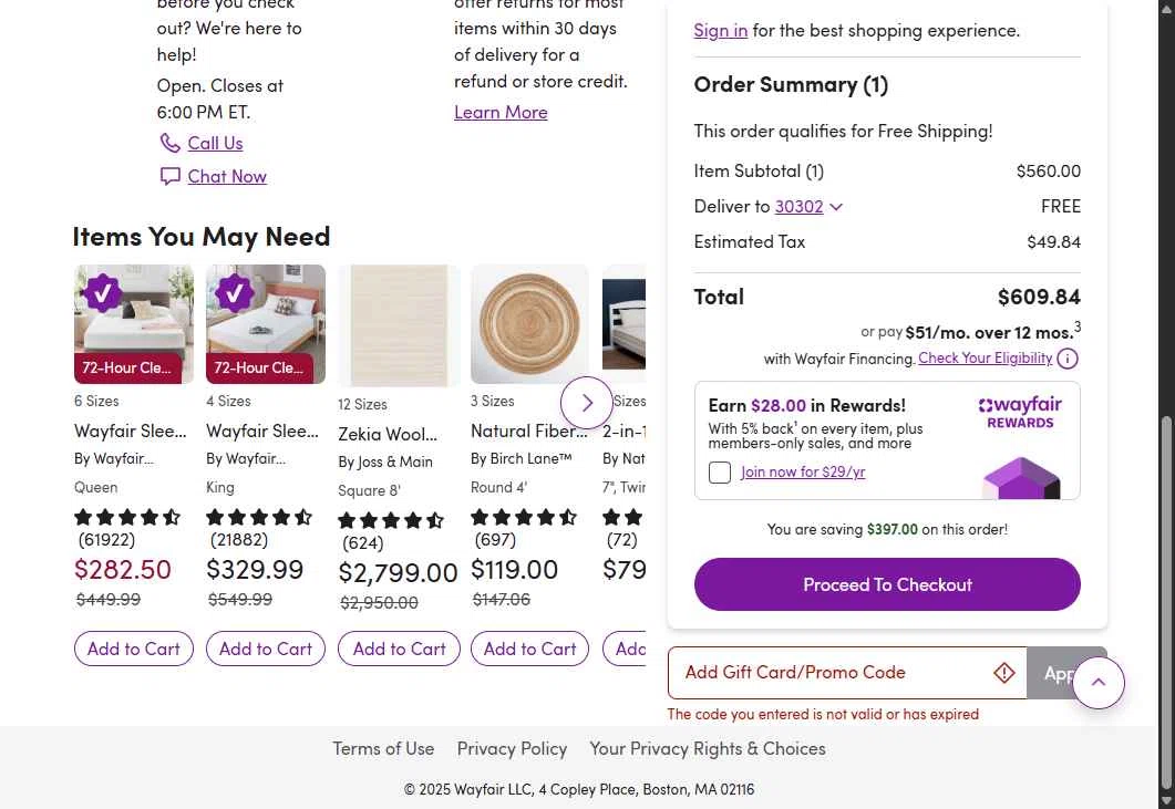 Verification screenshot for 15% Off Louisa Genuine Leather Swivel Glider Power Recliner at Wayfair Professional — 10mo ago