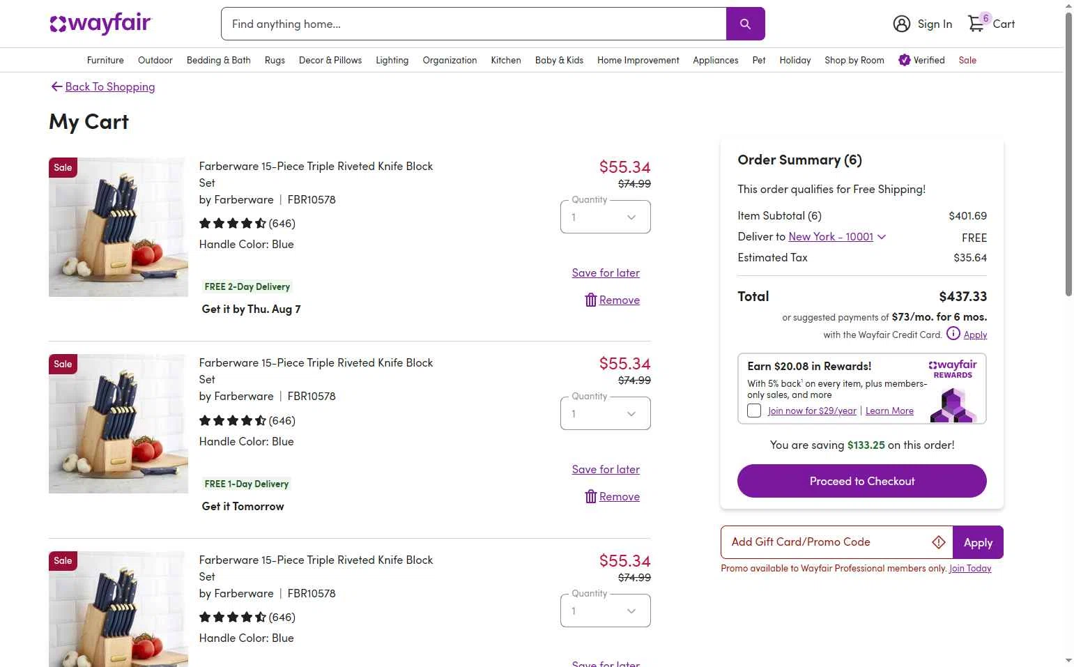 Verification screenshot for $50 Off Storewide (minimum Order $500) (members Only) at Wayfair Professional — 10mo ago
