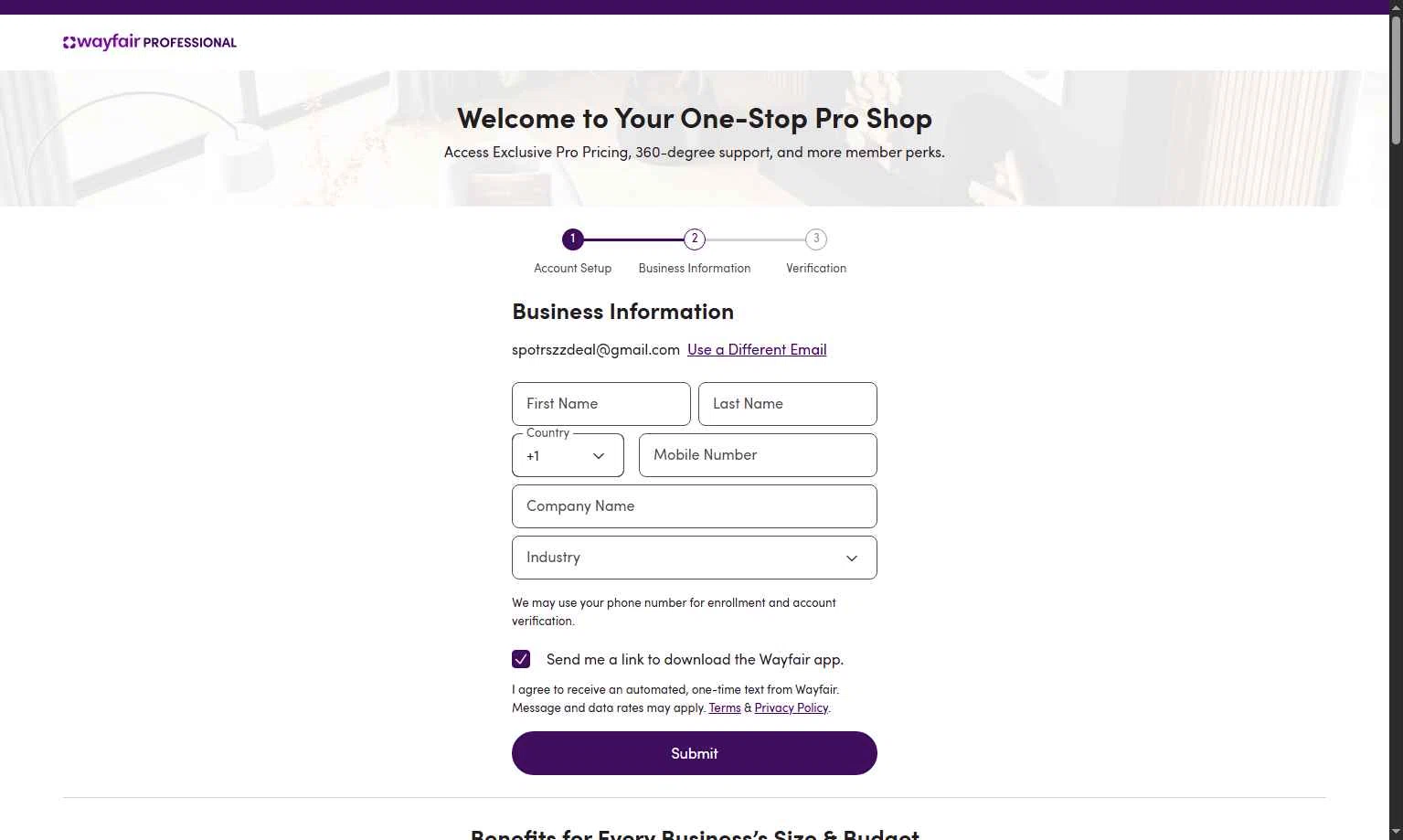 Verification screenshot for 10% Off Memorial Day Sale Items at Wayfair Professional — 37d ago