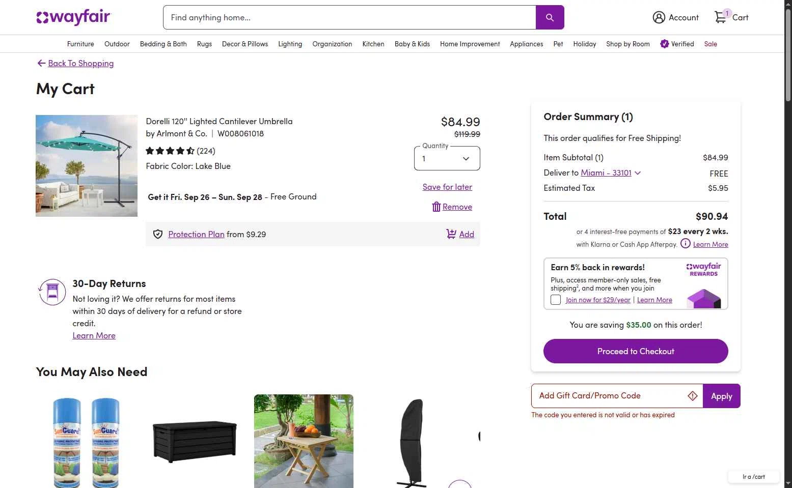 Verification screenshot for 10% Off Select Items (members Only) at Wayfair Professional — 8mo ago