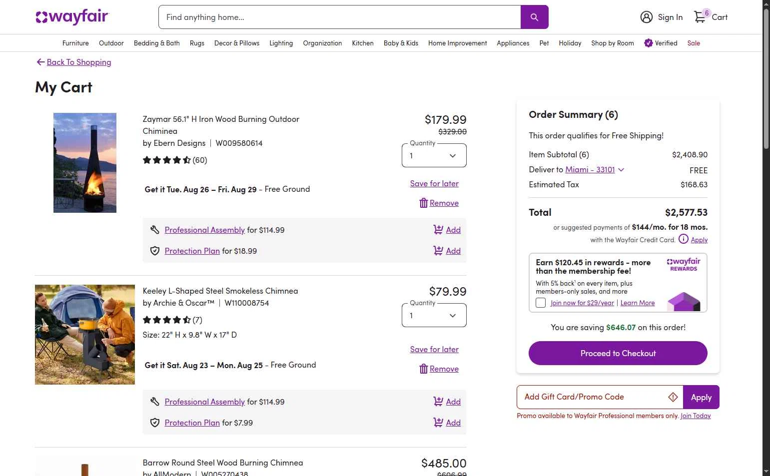 Verification screenshot for $50 Off Select Items (minimum Order $500) (members Only) at Wayfair Professional — 9mo ago