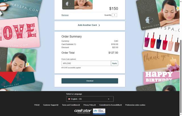 WaySpa.com checkout page showing WaySpa.com promo code box | Screenshot taken by SimplyCodes community member on Sep 3, 2025