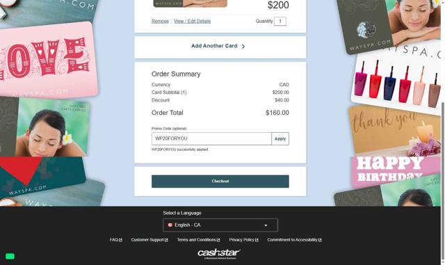 WaySpa.com checkout page showing WaySpa.com promo code box | Screenshot taken by SimplyCodes community member on Aug 27, 2025