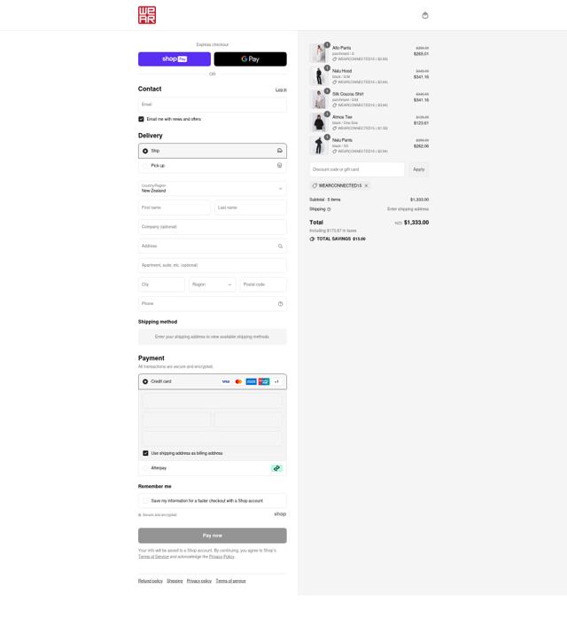 WE-AR checkout page showing WE-AR promo code box | Screenshot taken by SimplyCodes community member on Aug 10, 2025