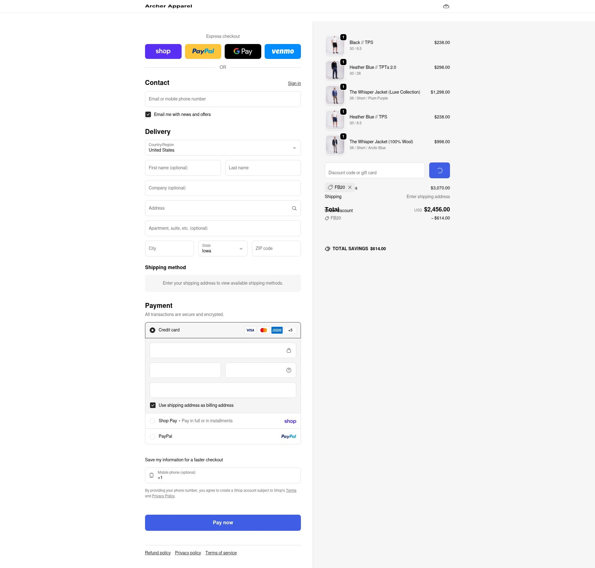 Wear Archer checkout page showing Wear Archer promo code box | Screenshot taken by SimplyCodes community member on Feb 9, 2026