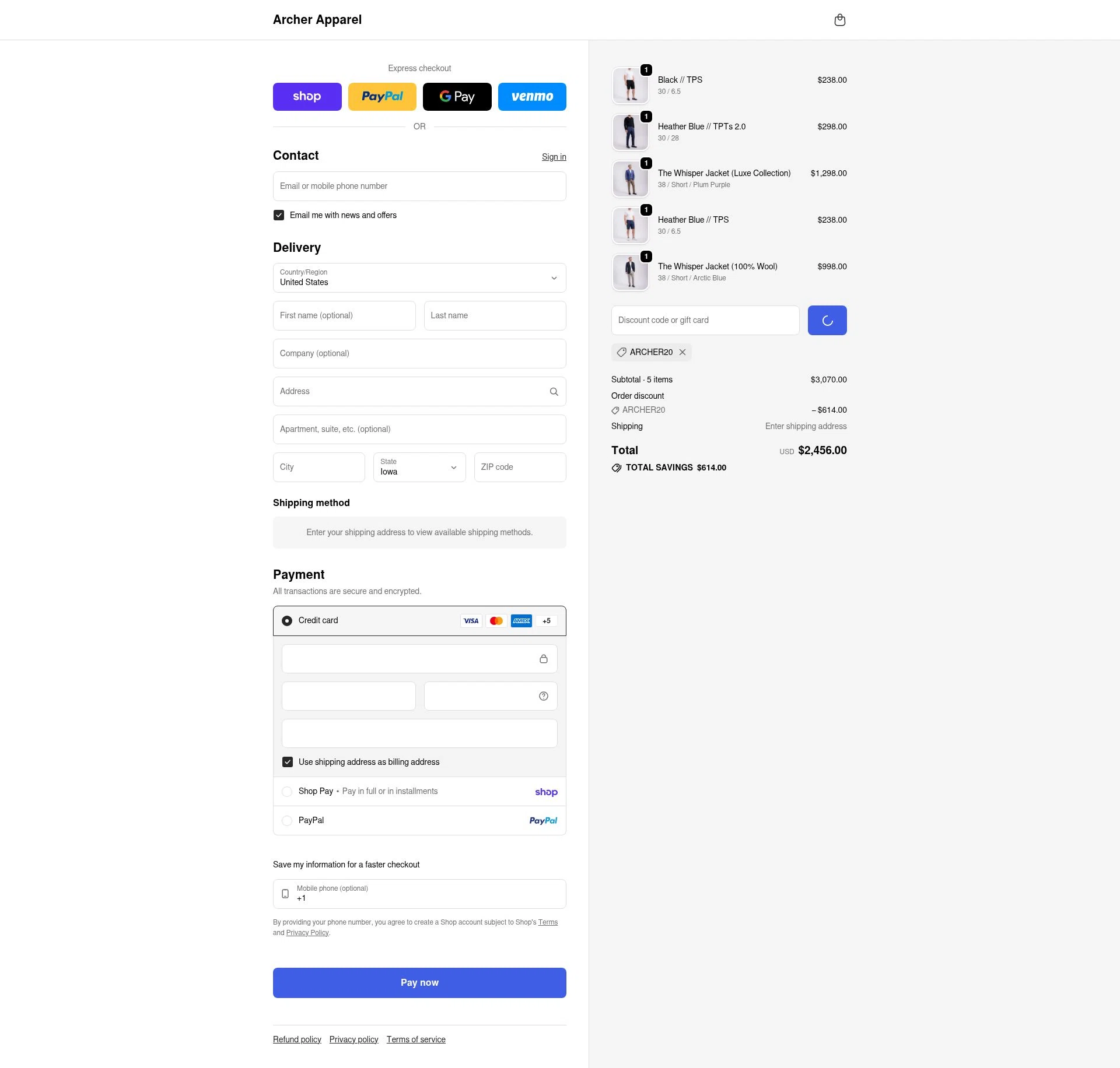 Wear Archer checkout page showing Wear Archer promo code box | Screenshot taken by SimplyCodes community member on Feb 17, 2026