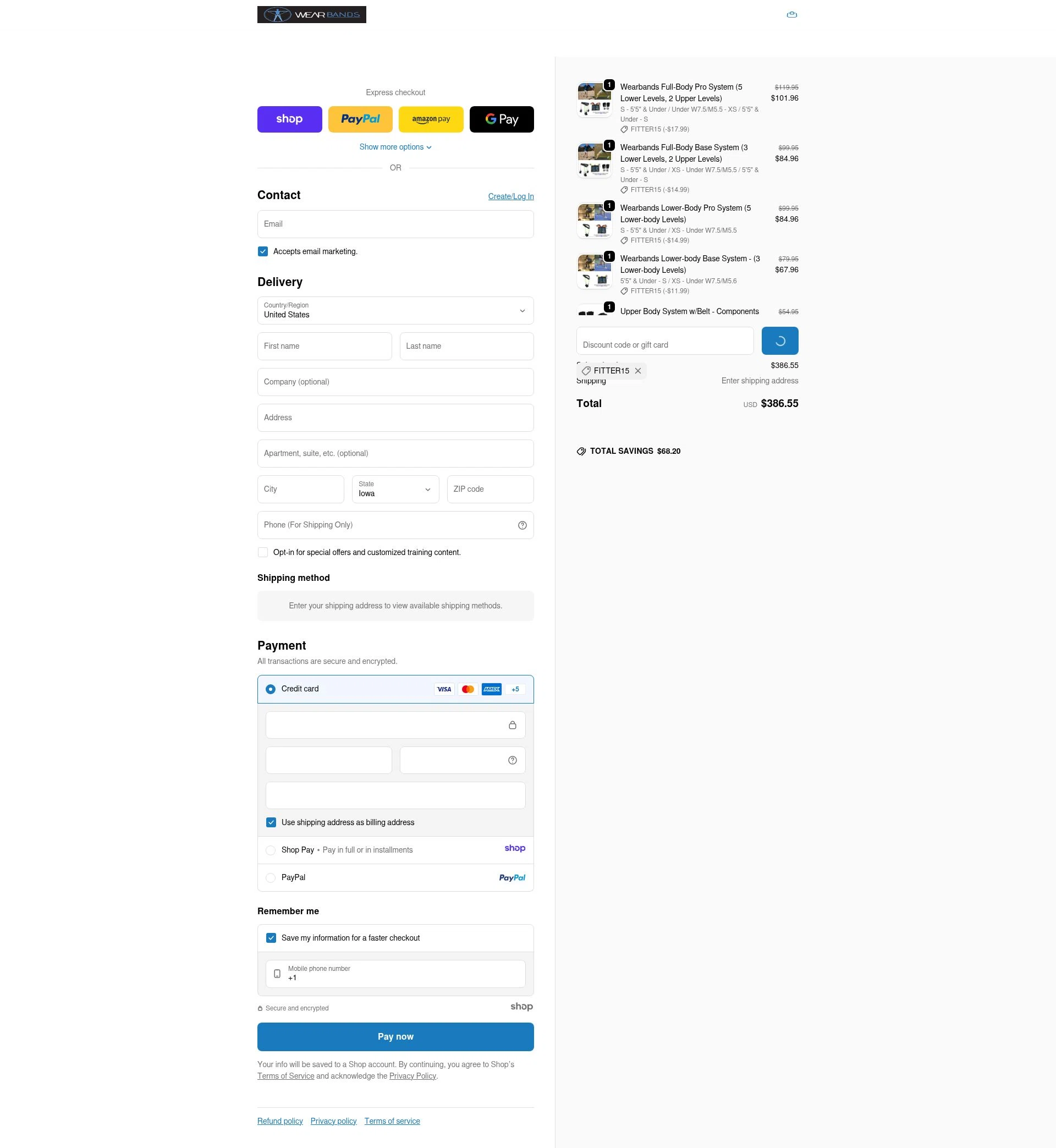 Wear Bands checkout page showing Wear Bands promo code box | Screenshot taken by SimplyCodes community member on Dec 31, 2025