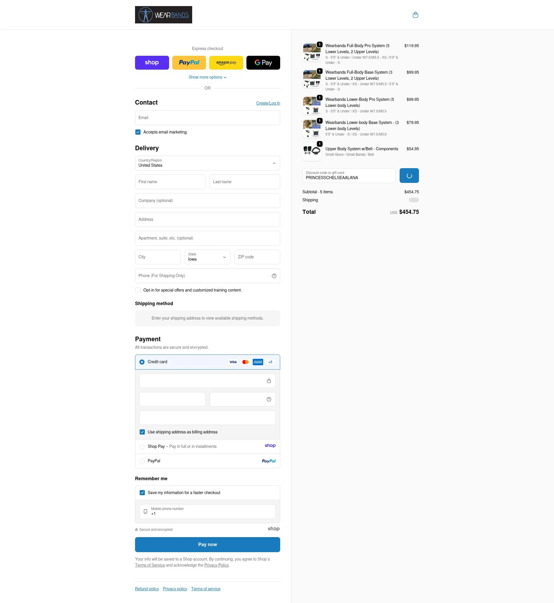 Wear Bands checkout page showing Wear Bands promo code box | Screenshot taken by SimplyCodes community member on Dec 31, 2025