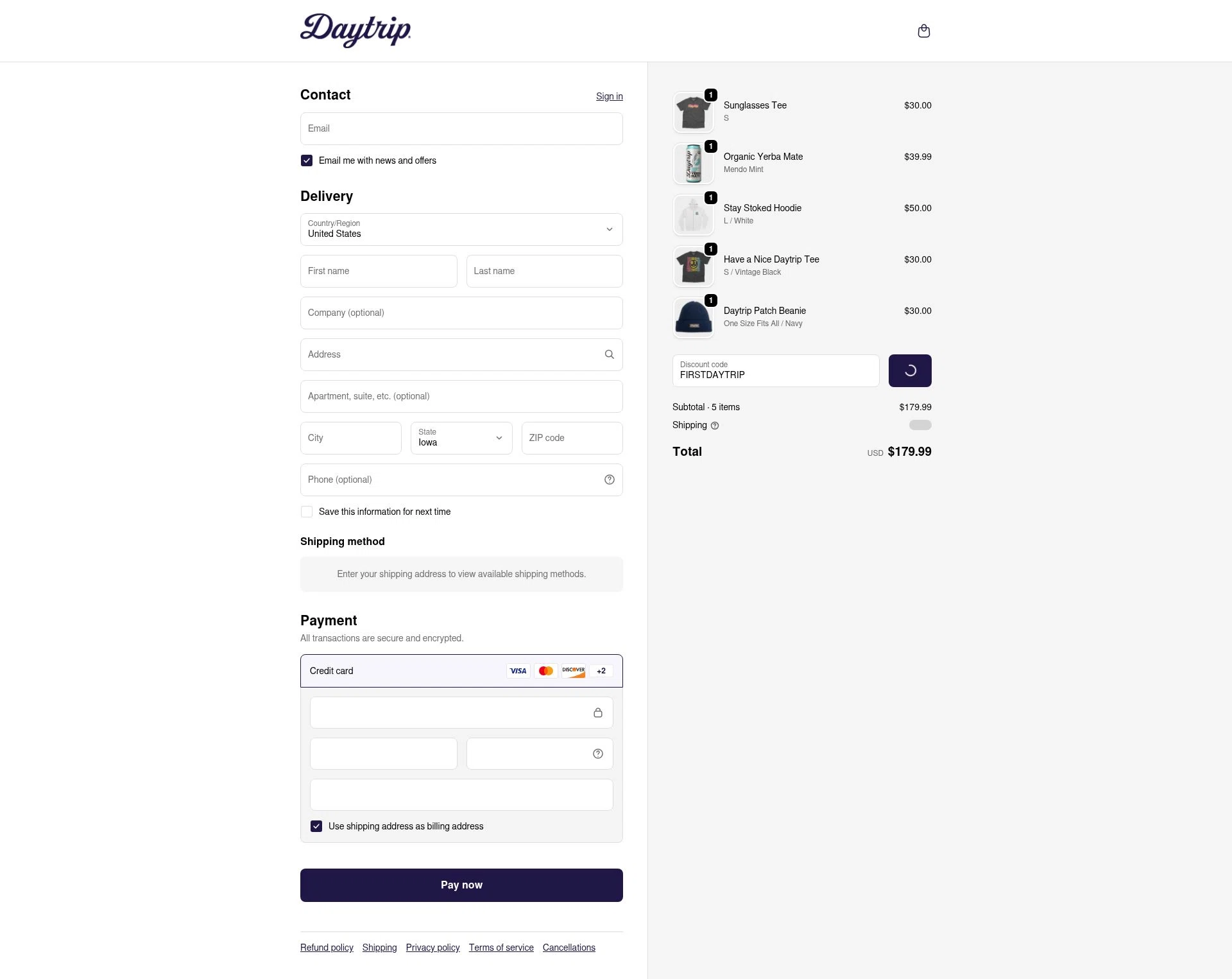 Daytrip checkout page showing Daytrip promo code box | Screenshot taken by SimplyCodes community member on Feb 14, 2026