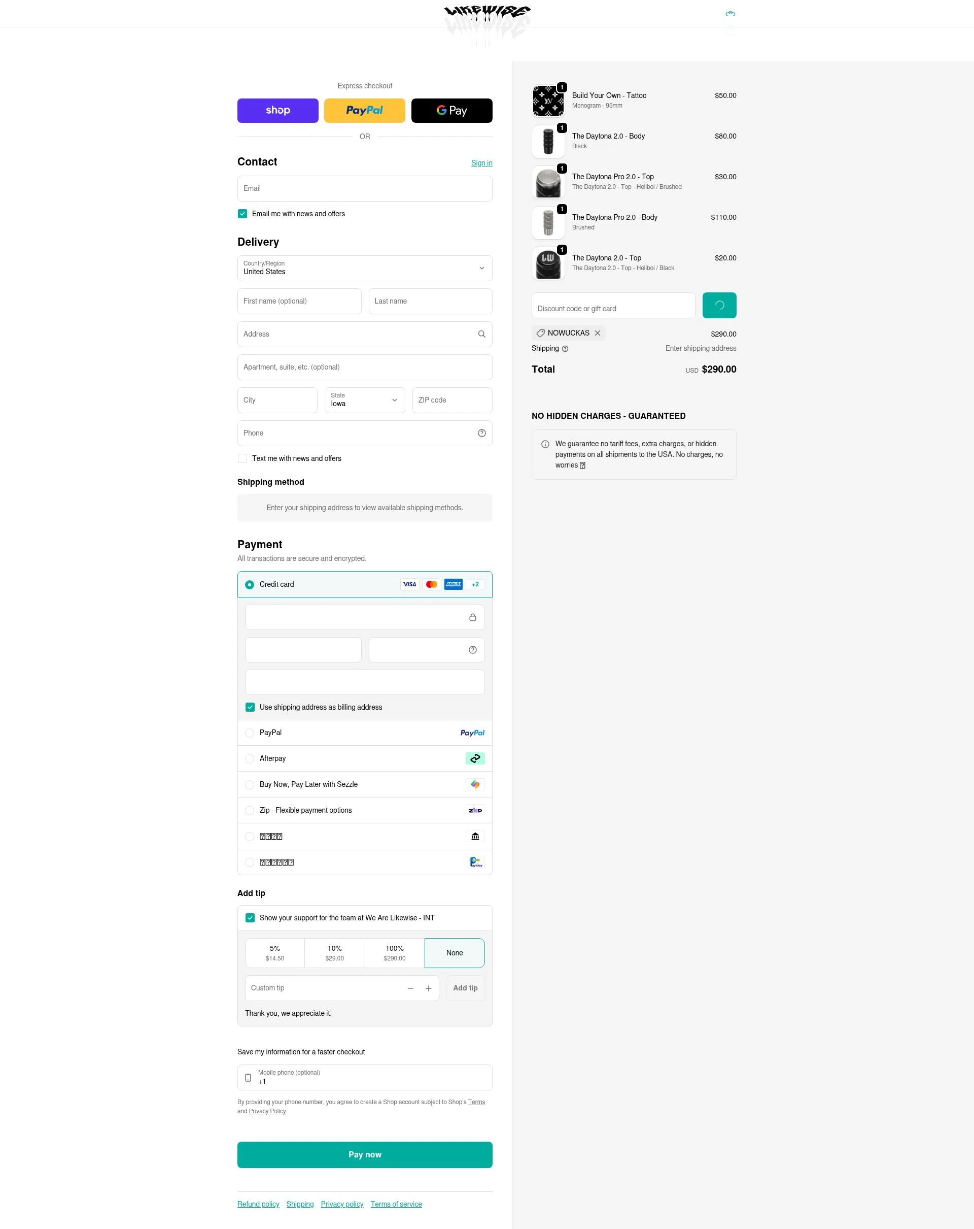 We Are Likewise checkout page showing We Are Likewise promo code box | Screenshot taken by SimplyCodes community member on Feb 20, 2026