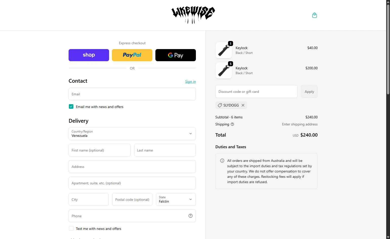 We Are Likewise checkout page showing We Are Likewise promo code box | Screenshot taken by SimplyCodes community member on Feb 21, 2026