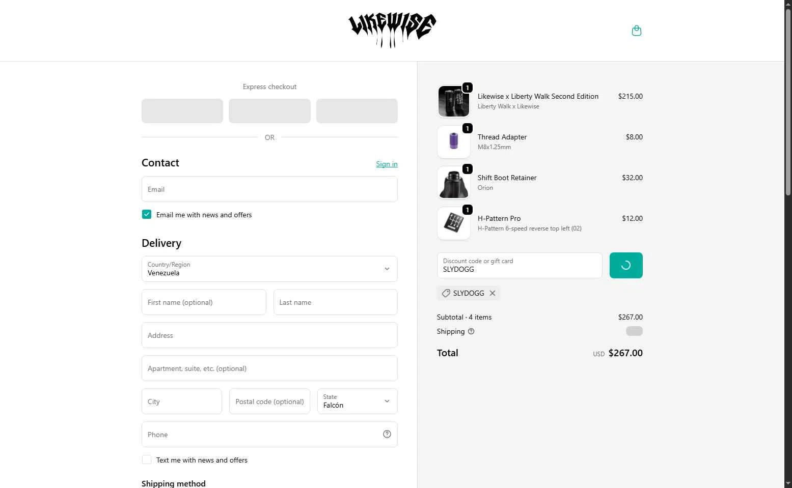 We Are Likewise checkout page showing We Are Likewise promo code box | Screenshot taken by SimplyCodes community member on Feb 10, 2026