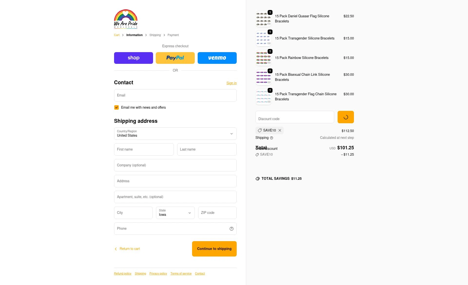 We Are Pride checkout page showing We Are Pride promo code box | Screenshot taken by SimplyCodes community member on Dec 22, 2025