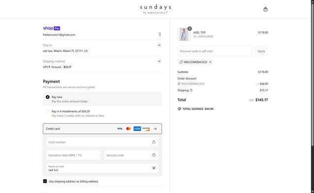 We Are Sundays checkout page showing We Are Sundays promo code box | Screenshot taken by SimplyCodes community member on May 8, 2025