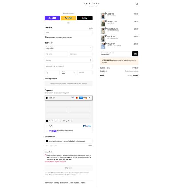 We Are Sundays checkout page showing We Are Sundays promo code box | Screenshot taken by SimplyCodes community member on Aug 3, 2025