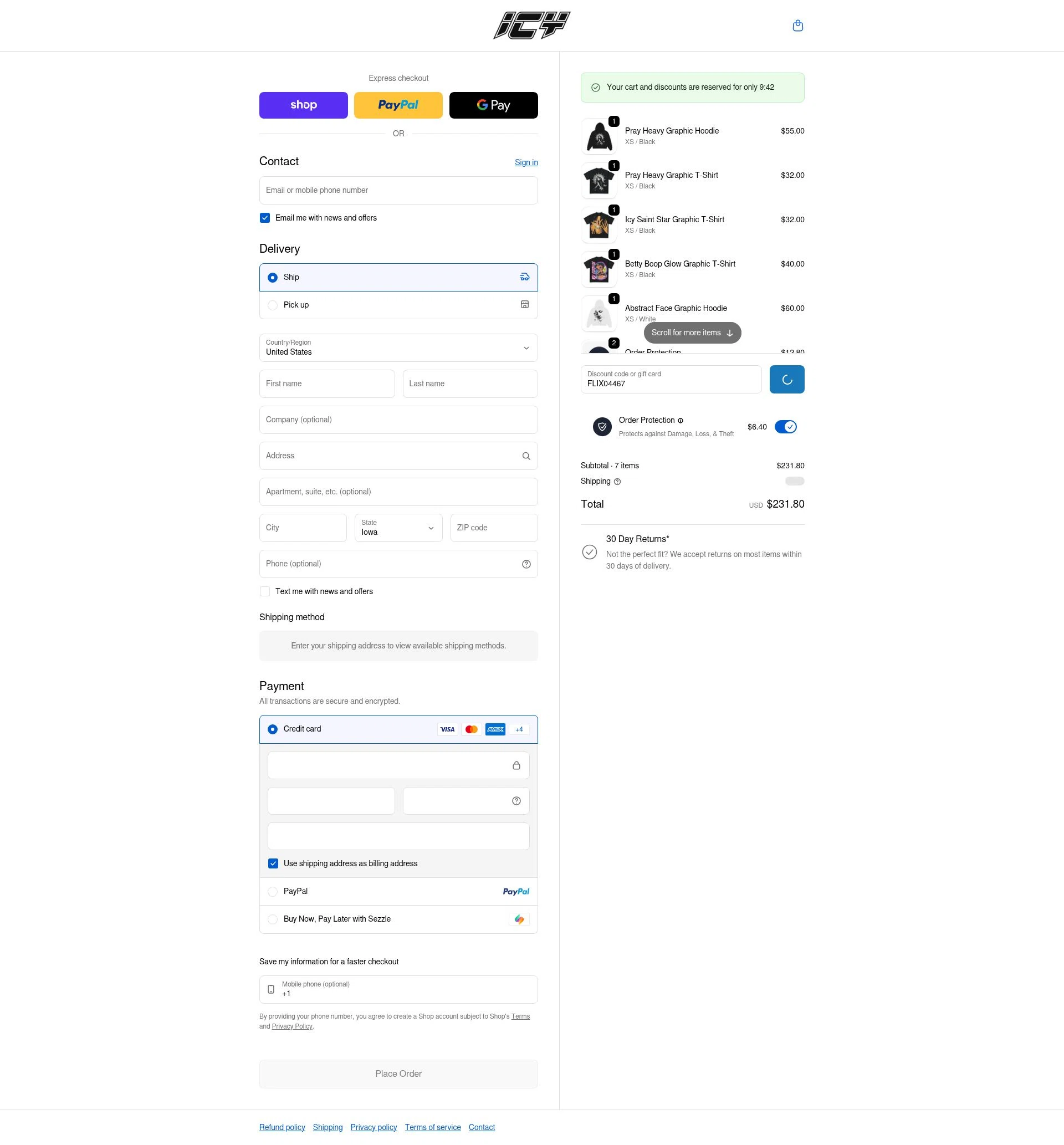 Icy checkout page showing Icy promo code box | Screenshot taken by SimplyCodes community member on Feb 5, 2026