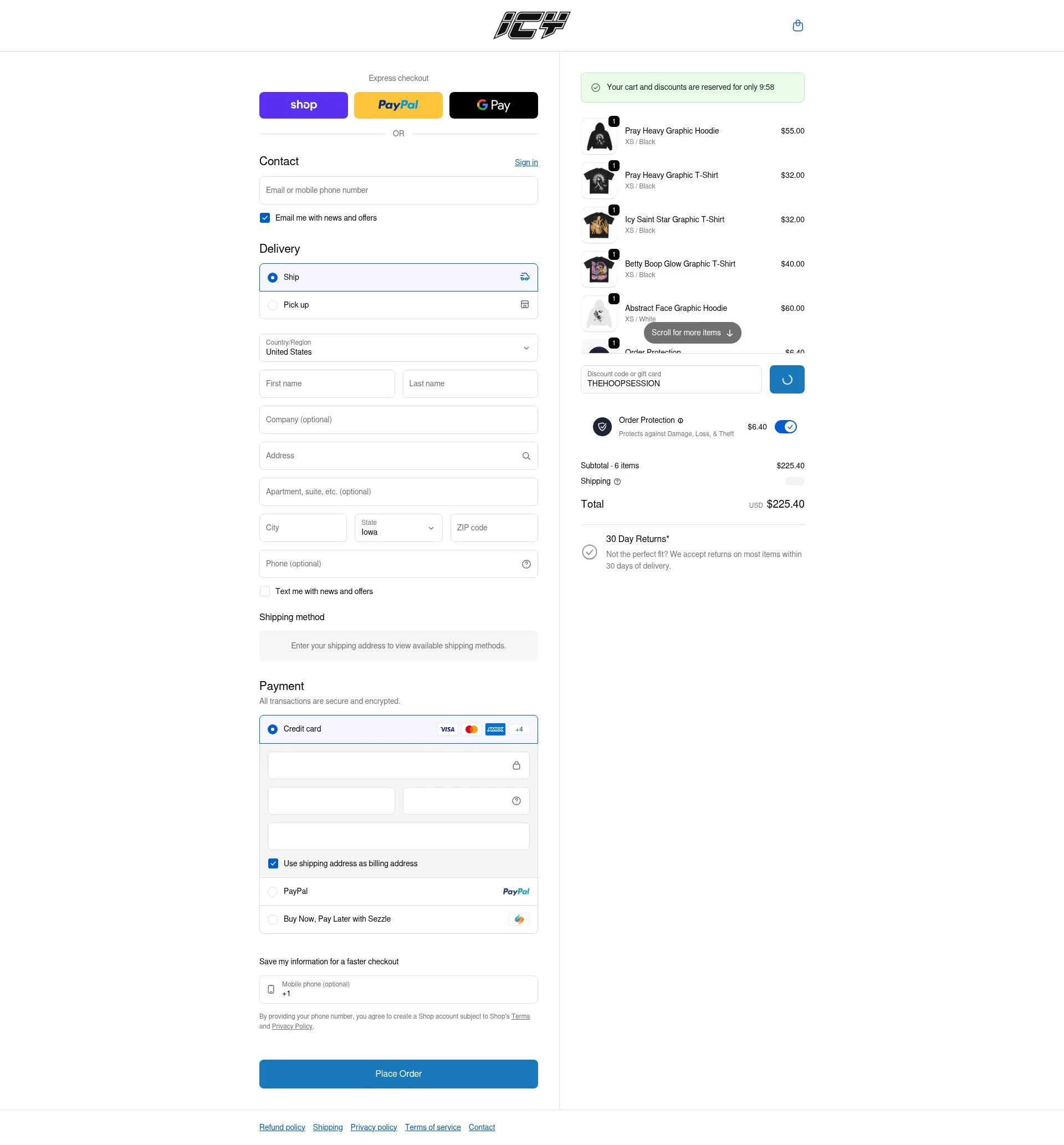 Icy checkout page showing Icy promo code box | Screenshot taken by SimplyCodes community member on Feb 5, 2026