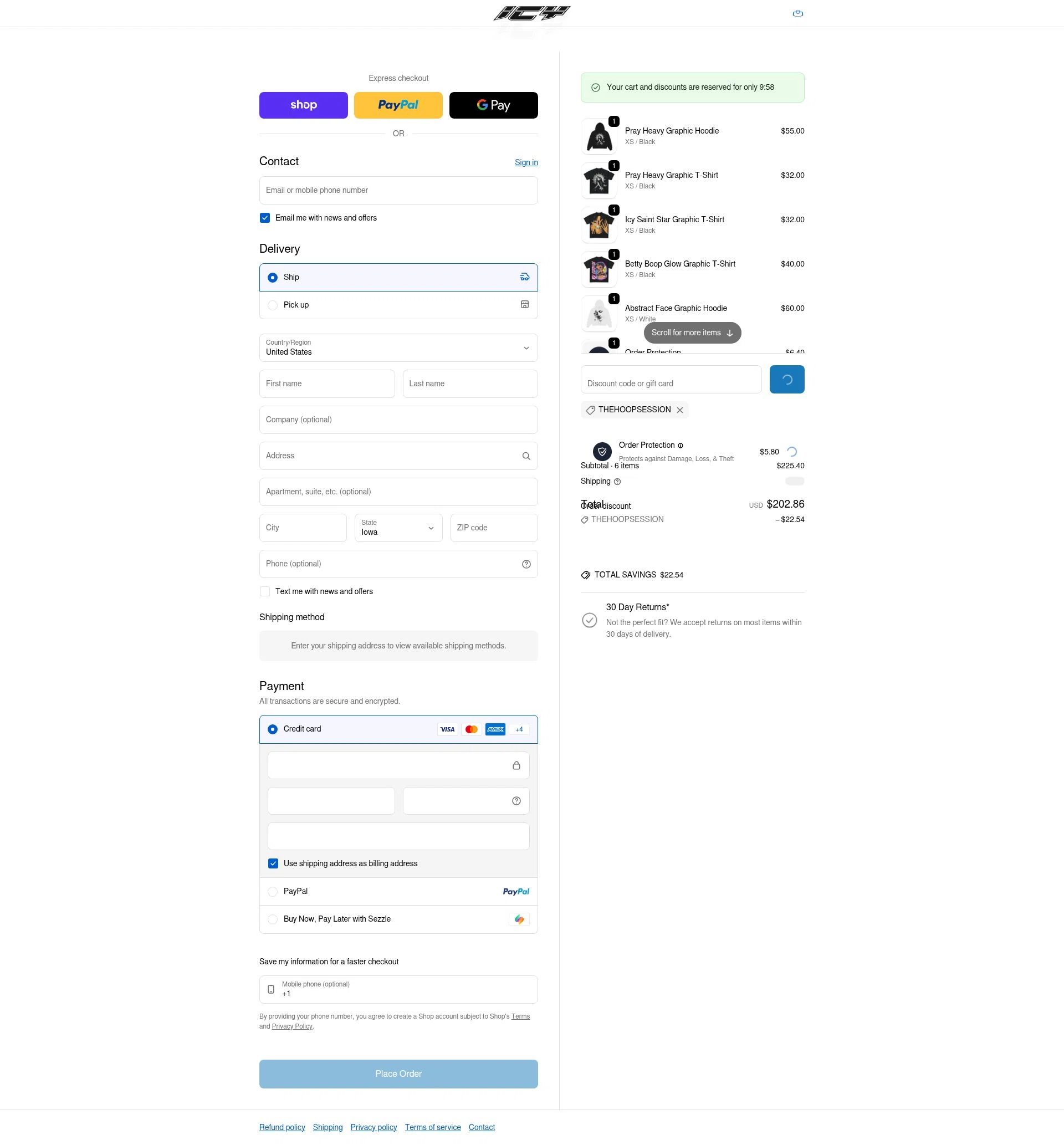 Icy checkout page showing Icy promo code box | Screenshot taken by SimplyCodes community member on Feb 1, 2026