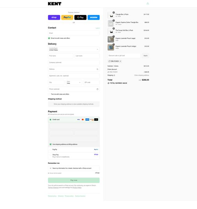 KENT checkout page showing KENT promo code box | Screenshot taken by SimplyCodes community member on Sep 9, 2025
