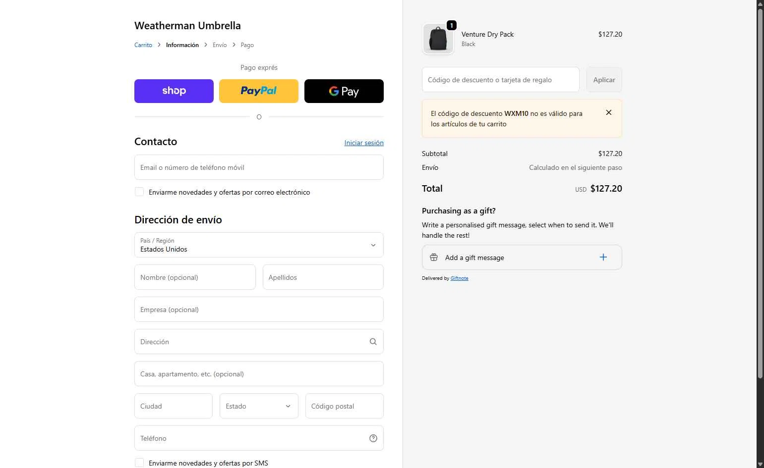 Weatherman checkout page showing Weatherman promo code box | Screenshot taken by SimplyCodes community member on Feb 17, 2026