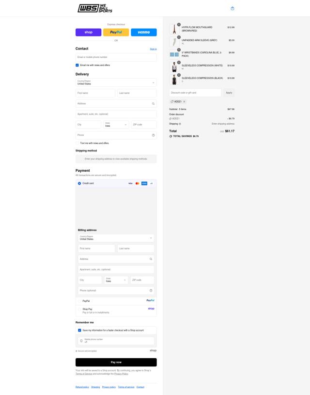 We Ball Sports checkout page showing We Ball Sports discount code box | Screenshot taken by SimplyCodes community member on Sep 15, 2025