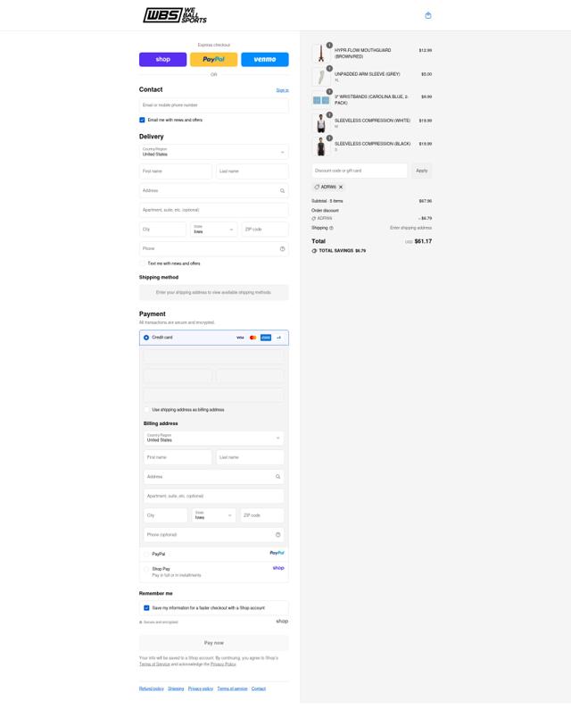 We Ball Sports checkout page showing We Ball Sports discount code box | Screenshot taken by SimplyCodes community member on Sep 15, 2025