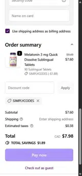 SIMPLYCODES coupon verification screenshot