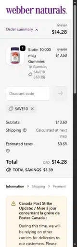 SAVE10 coupon verification screenshot