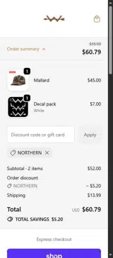 NORTHERN coupon verification screenshot