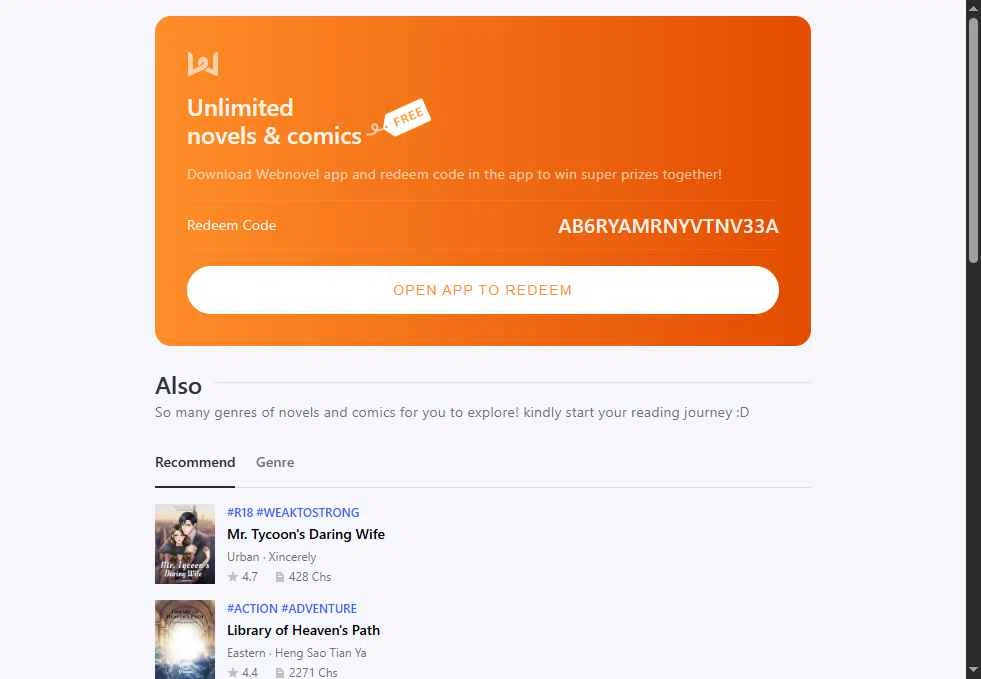Webnovel checkout page showing Webnovel promo code box | Screenshot taken by SimplyCodes community member on Feb 14, 2026