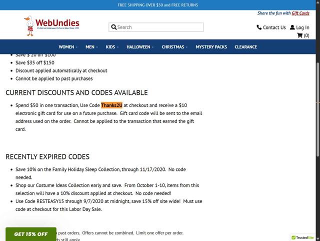 WebUndies checkout page showing WebUndies promo code box | Screenshot taken by SimplyCodes community member on Sep 3, 2025