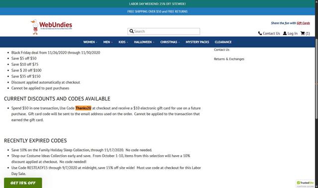 WebUndies checkout page showing WebUndies promo code box | Screenshot taken by SimplyCodes community member on Aug 31, 2025