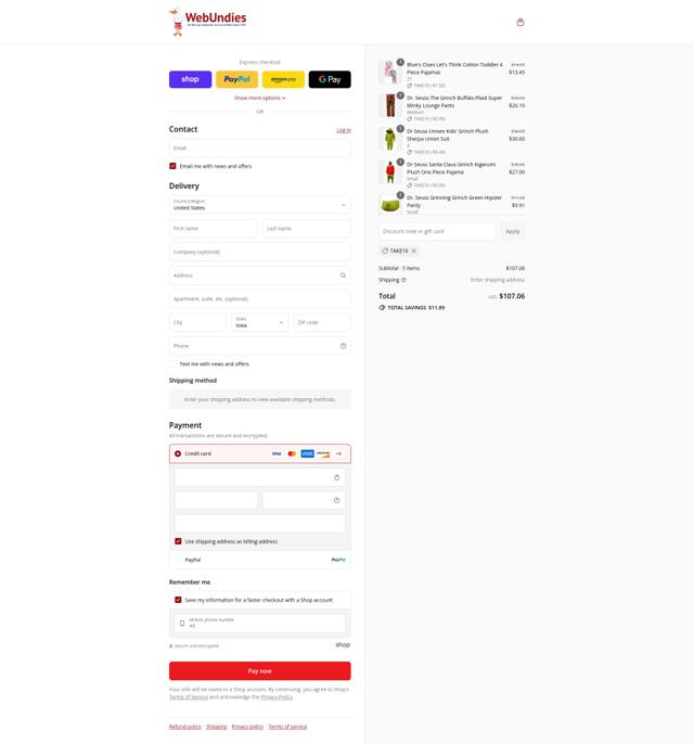 WebUndies checkout page showing WebUndies promo code box | Screenshot taken by SimplyCodes community member on Sep 4, 2025