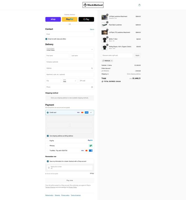 WeckMethod checkout page showing WeckMethod discount code box | Screenshot taken by SimplyCodes community member on Sep 11, 2025