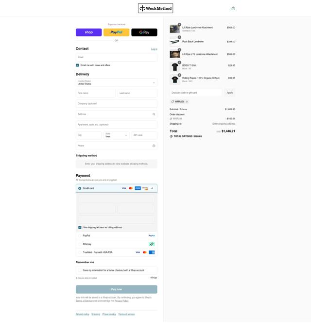 WeckMethod checkout page showing WeckMethod discount code box | Screenshot taken by SimplyCodes community member on Sep 7, 2025