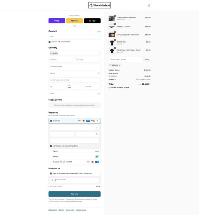 WeckMethod checkout page showing WeckMethod discount code box | Screenshot taken by SimplyCodes community member on Aug 30, 2025