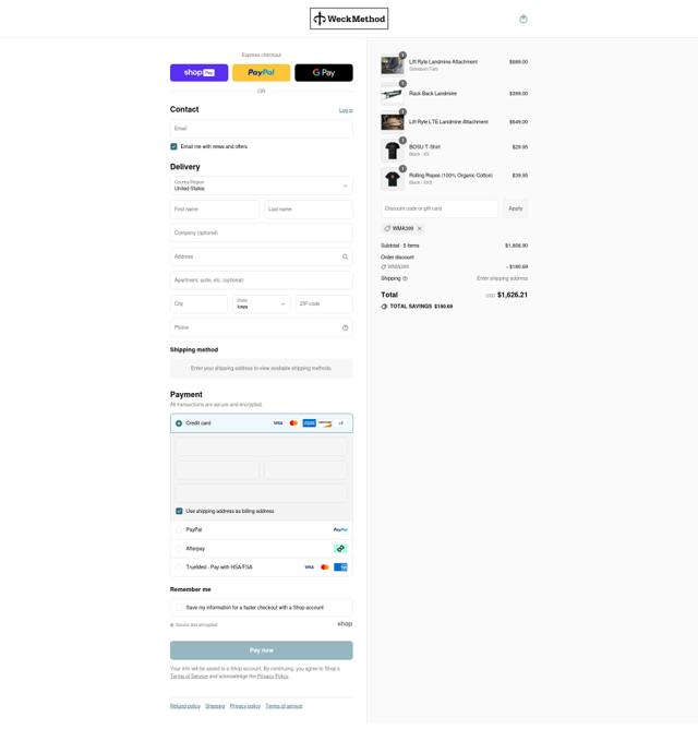 WeckMethod checkout page showing WeckMethod discount code box | Screenshot taken by SimplyCodes community member on Aug 16, 2025